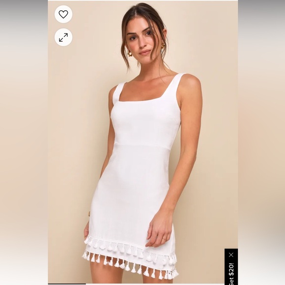 Lulu’s Feel The Sunshine White Tassel Mini Dress - NWOT - Picture 1 of 3
